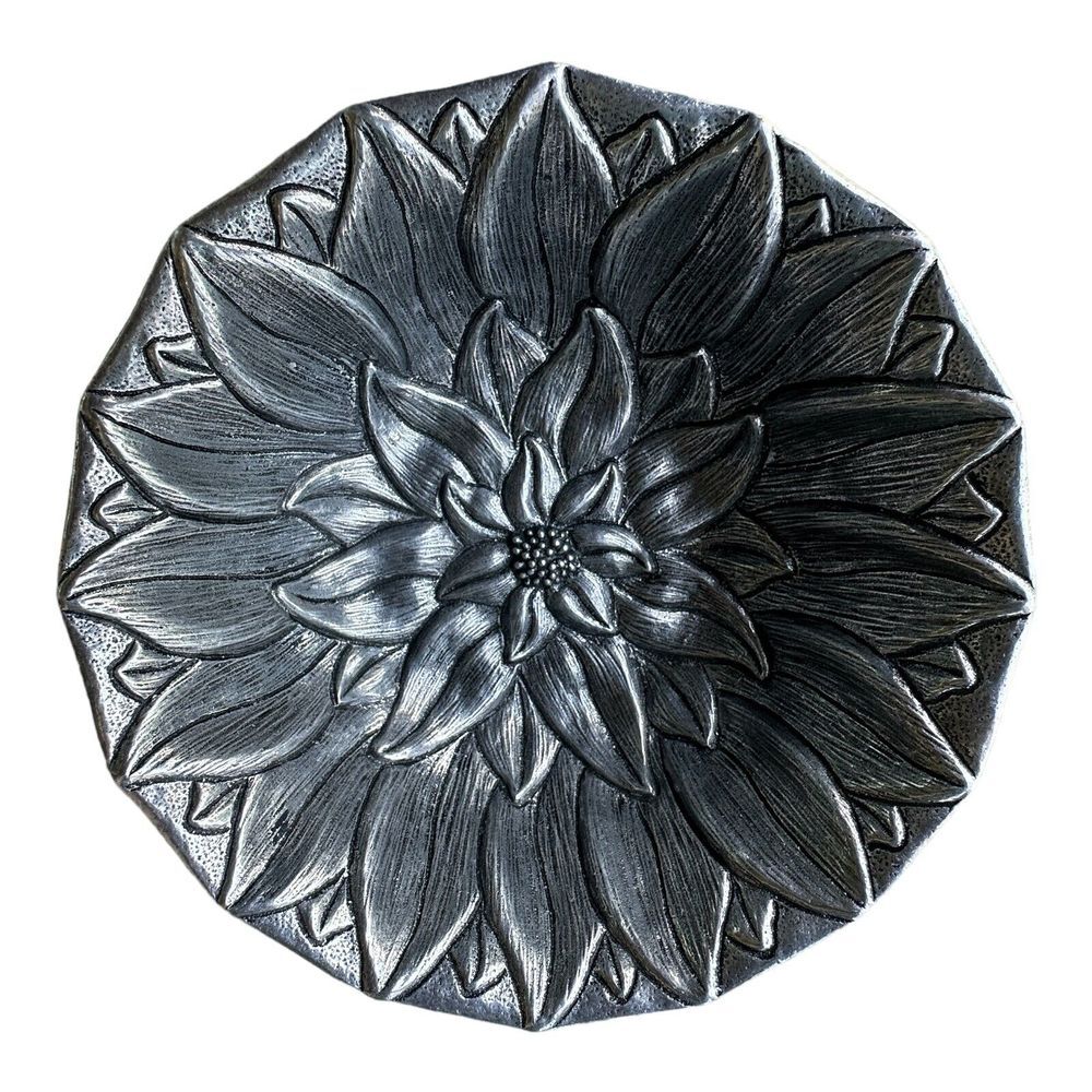 Silver Sunflower Decorative Accent Plate - Metallic Floral Wall Decor
